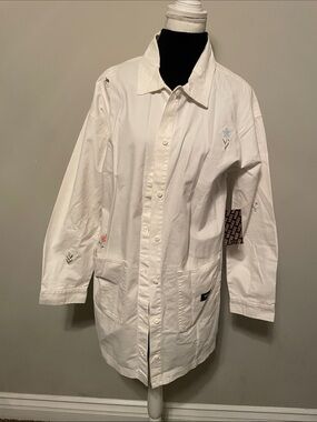 Vans White Embroidered Long Button-Front Jacket
